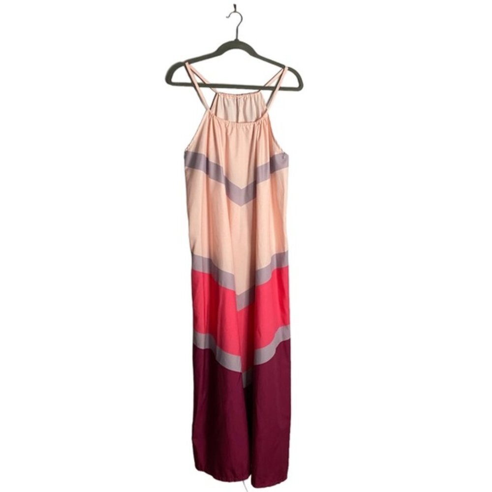 Women's Color Block Halter Maxi Dress